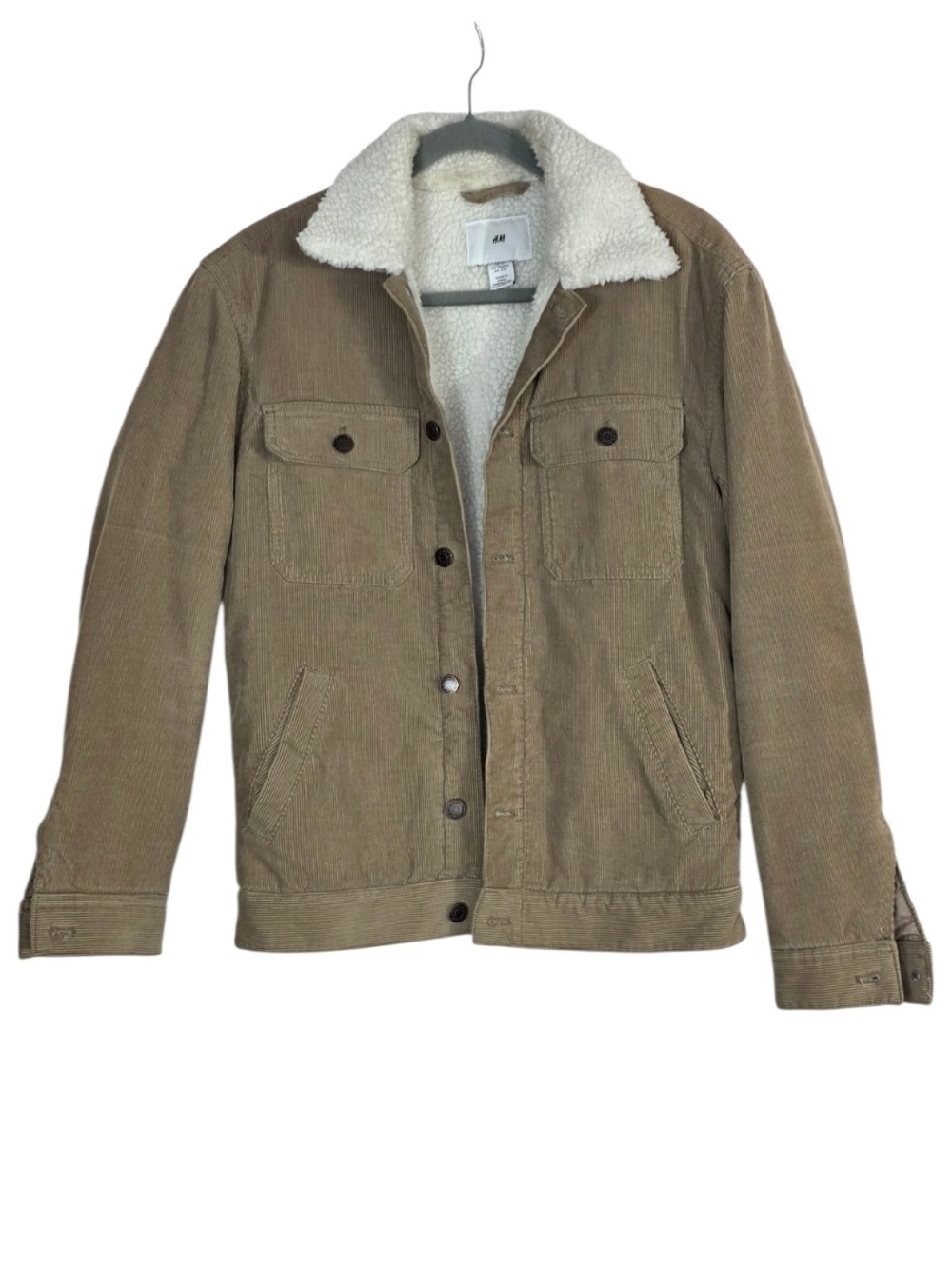 H&M Mens Tan Corduroy Sherpa Jacket